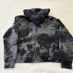 Aviator Nation Black Tie-Dye Hoodie, size S.